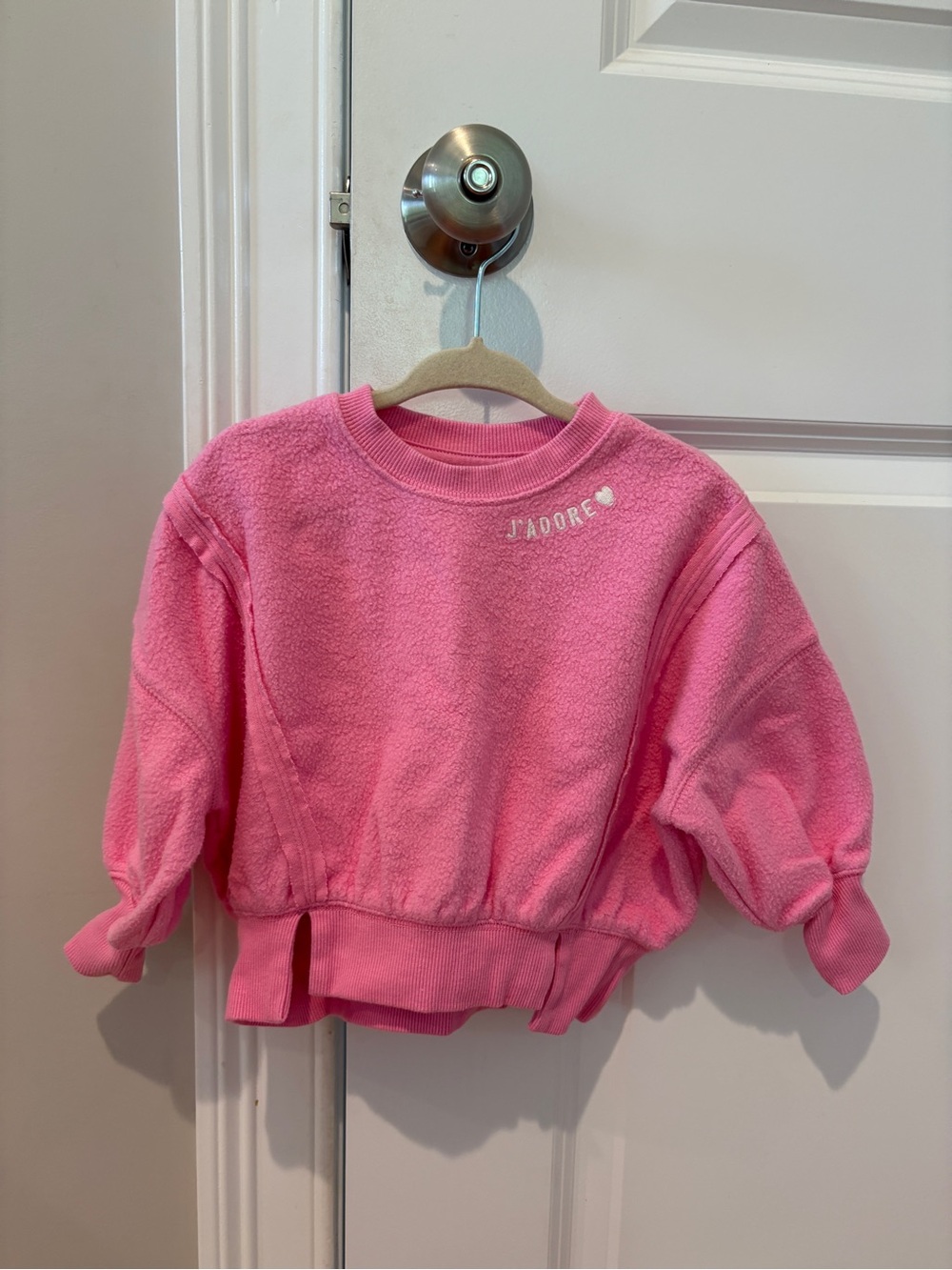 Kids' Pink Crewneck Sweatshirt with J'ADORE Detail